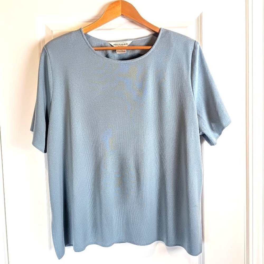 Vintage Misook Blue Short Sleeve Knit Top 2X